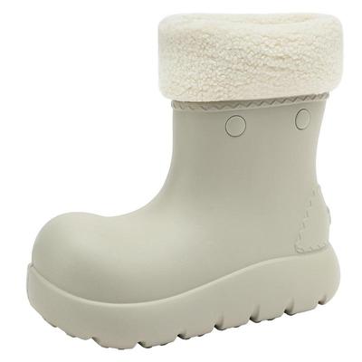 UBZ 防水厚底加绒皮面雨靴女2025年冬季新款增高雪地靴小丑鞋短靴
