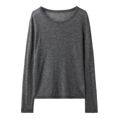 软糯圆领珠片羊毛打底衫