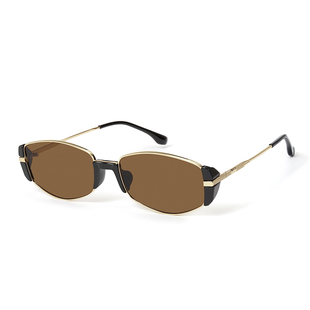 复古茶色墨镜女款2026新款老钱风防紫外线太阳眼镜带度数小棕镜男