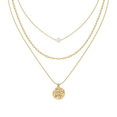 钛钢三层叠戴项链不易褪色