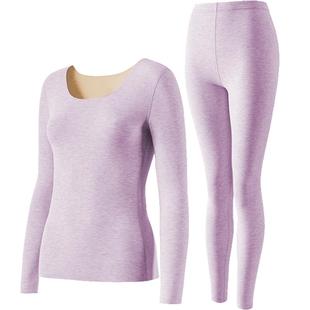 羊毛蚕丝保暖内衣女冬加绒德绒自发热打底棉毛衫肌底秋衣秋裤套装