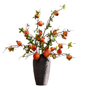 掬涵仿真花石榴干花果树枝假花柿子果实客厅插花摆件餐桌花装饰品