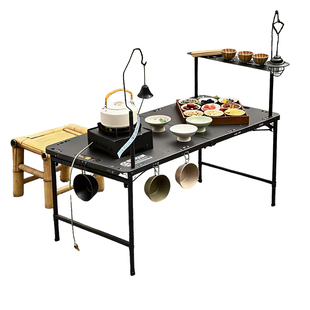 新款五档升降暗影战术桌户外露营折叠桌多功能轻量化半自动液压桌