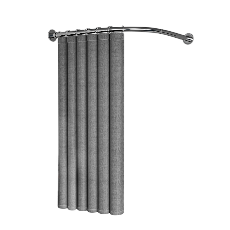 挑三拣四卫生间浴室套装304不锈钢L型弧形浴帘杆+浴帘+金属环包邮