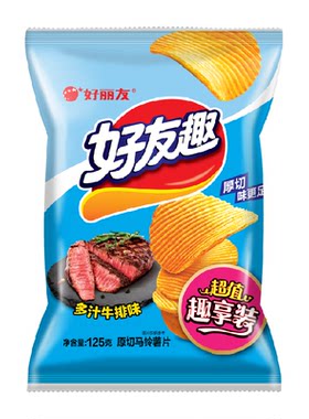 好丽友好友趣多汁牛排味薯片125g