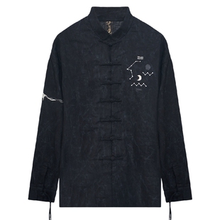 半闲集＜曙天＞棉麻衬衫男士衬衣春秋季新中式男装中国风唐装上衣