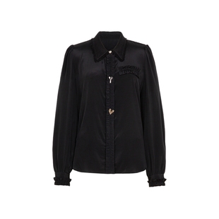 XG雪歌黑色街头风个性装饰衬衫时尚秋季新款通勤休闲长袖上衣女装