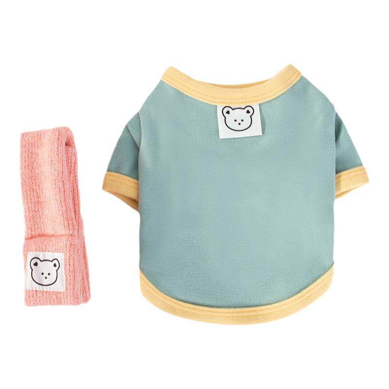 宠物猫咪衣服带围巾秋季布偶蓝猫幼猫防掉毛打底衫冬天保暖两脚衣