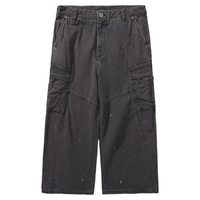 Monterest水洗做旧泼墨工装裤