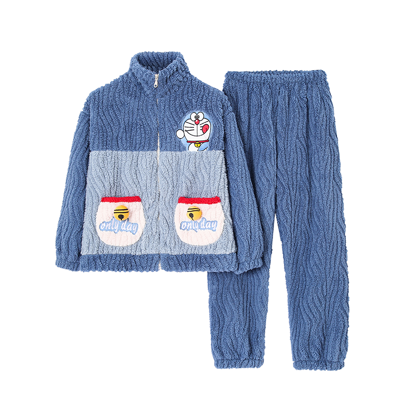 全新拉链哆啦a梦加厚睡衣家居服