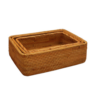 越南藤编收纳筐复古收纳篮收纳盒篮子竹编编织田园藤条出口日本