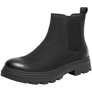 百丽男鞋加绒休闲马丁靴男24冬季新款皮鞋厚底切尔西短靴A1689DD4