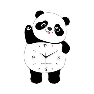 熊猫挂钟脚丫摇摆家用客厅2025新款时钟大气简约现代创意餐厅钟表