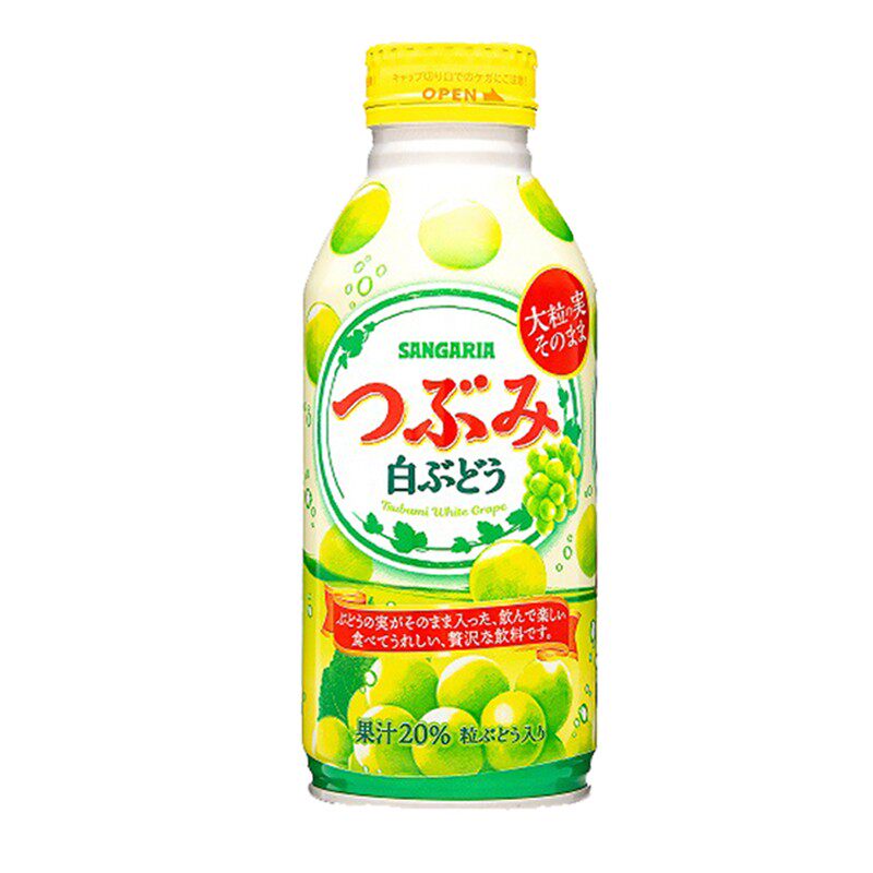颗颗超大果肉！日本进口三佳利白葡萄多肉果肉果汁饮料380ml