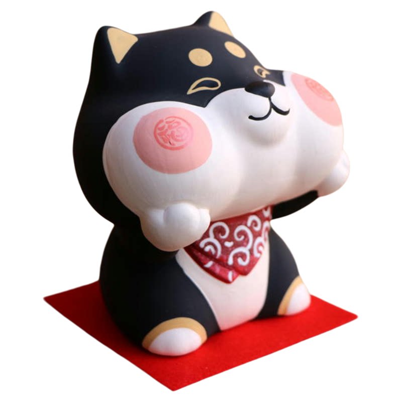 日本进口龙虎作陶土手绘可爱柴犬