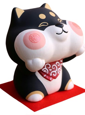 日本进口龙虎作陶土手绘可爱柴犬