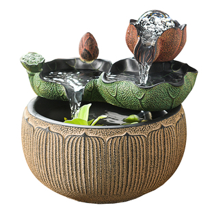 时来运转玄关流水生财流水摆件 水晶球水景循环水鱼缸招财风水轮