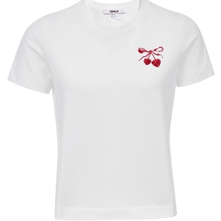 ONLY2026春季新款纯棉上衣甜美重工立体亮片水果短款正肩T恤女