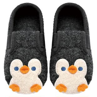 小茸儿童室内鞋男童棉拖鞋秋冬防滑宝宝地板鞋家居鞋女小企鹅羊毛