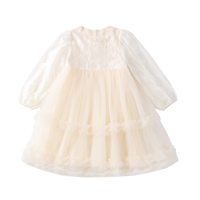 女童连衣裙春秋款2025新款儿童裙子女孩公主裙洋气长袖网纱蓬蓬裙