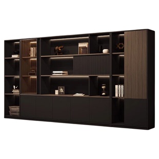 办公室书柜老板背景柜文件柜木质资料柜收纳储物靠墙落地柜子