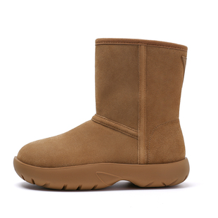 传祺女鞋三角标中筒雪地靴2025冬季新款厚底增高短靴加绒加厚棉鞋