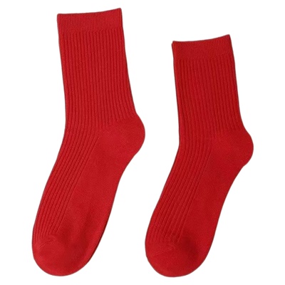 红袜子本命年棉袜红色袜子男女款中筒袜2025秋冬情侣结婚大红长袜