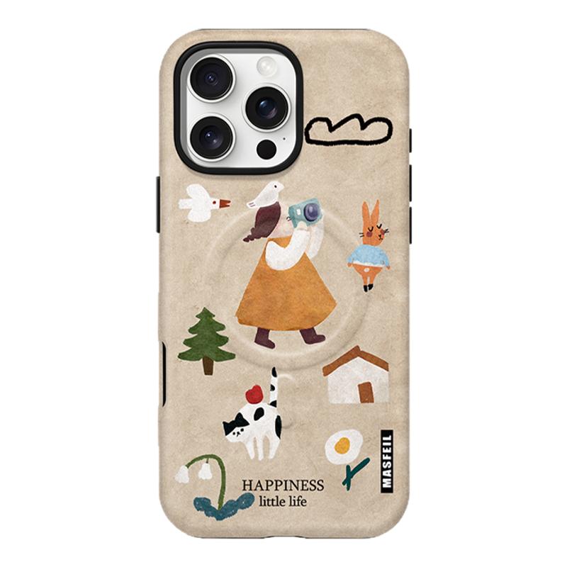 MASFEIL × 插画摄影适用苹果17Promax手机壳新款Lo8磁吸15带支点支架iPhone16Pro保护套高级感艺术家女14pm