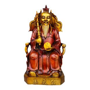 大号姜子牙铜像摆件姜尚吕尚骑鹿四不像拿打神鞭杏黄旗八卦姜太公