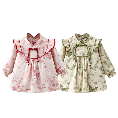 新中式女宝宝罩衣中国风围裙围兜