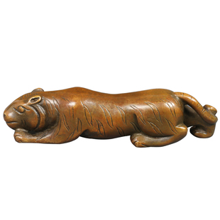 青铜器伏虎卧地虎型镇尺镇纸 笔置笔搁简约笔架多功能笔山收藏用