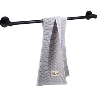 北欧不锈钢毛巾架黑色卫生间加长挂杆单杆挂毛巾杆浴室免钉免打孔