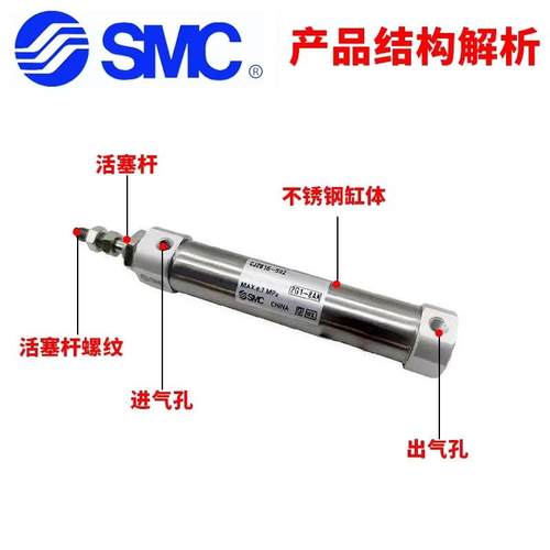 SMC不锈钢笔型迷你气缸CJ2B/CDJ2B16-50Z-10-75-100-125-150/Z/-B