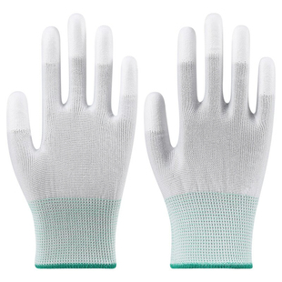 薄款白色尼龙PU涂指涂掌手套劳保耐磨涂胶工作防静电无尘电子防滑