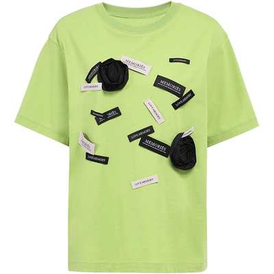 FivePlus花朵字母标语短袖