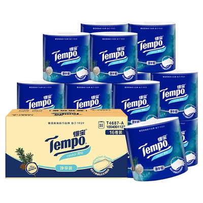 新品tempo得宝雪松味有芯卫生卷纸4层加厚145克16卷家用