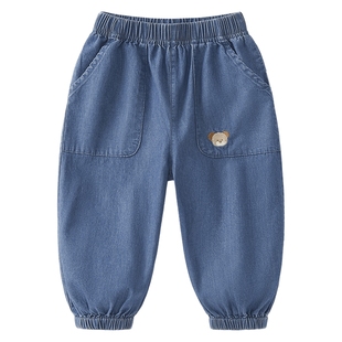 【软牛仔】夏季防蚊裤男童2026宝宝牛仔裤婴幼童透气春季儿童裤子