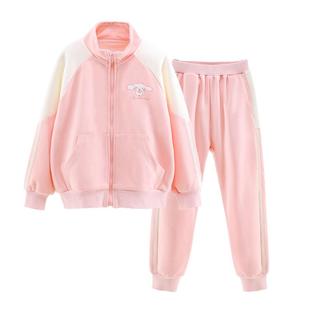 玉桂狗女童运动套装2025秋装儿童休闲外套中大童宽松秋冬两件套