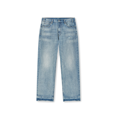 BONELESS洗水破坏流苏牛仔裤