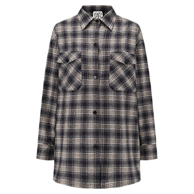 ODTD休闲马年图案刺绣格纹衬衫女