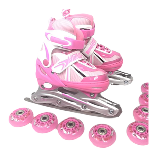 HK儿童轮滑冰刀鞋2用溜冰鞋花样冰刀鞋球刀鞋带轮子和冰刀全套装