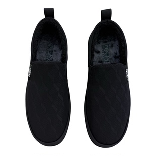 老北京冬季加绒加厚保暖加绒套脚暗纹经典套脚软底一脚蹬男黑布鞋