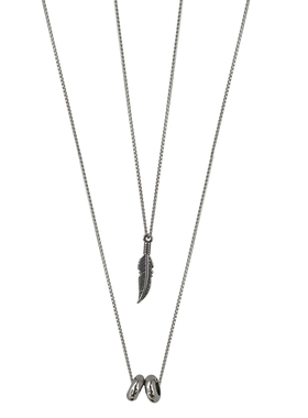 韩国羽毛珠子双层项链复古配饰