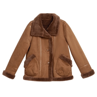 YINER音儿专选女装春季法式正反两面穿环保羊毛皮草短外套