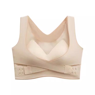 洋奢内衣聚拢防下垂收副乳女大胸显瘦运动防震凉感薄粉底液文胸罩