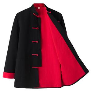 纯棉男士唐装长袖外套中式服装春秋老粗布汉服男长衫居士服中国风