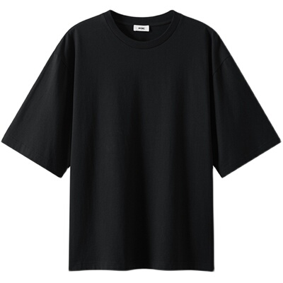 440ME女装新品圆领时髦宽松纯色中袖T恤落肩纯棉短袖T恤FCSS0125J