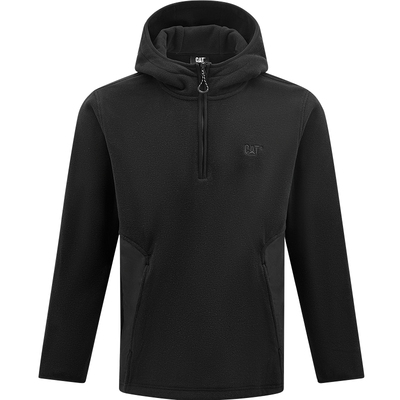 CAT卡特25秋款新款男士摇粒绒拼接抗静电休闲连帽半拉链卫衣
