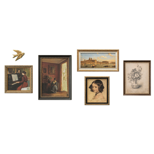 复古法式欧式中古实木框实木画框壁画玄关边柜油画布组合装饰画