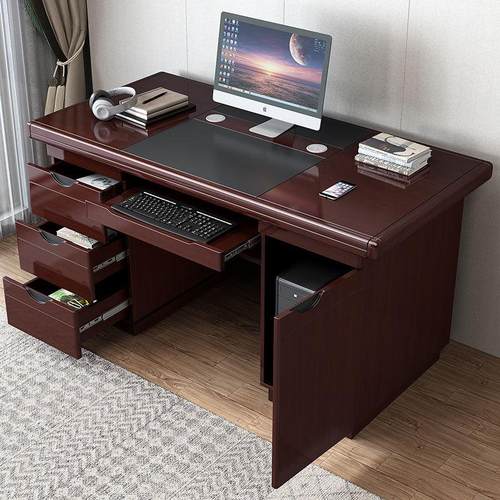 电脑桌台式家用1.2米办公室书桌单人带抽屉简约中式职员办公桌椅